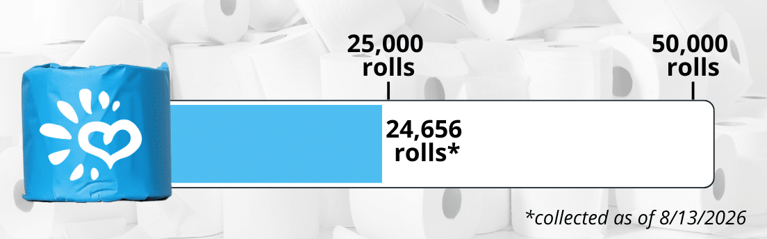 Toilet Paper Drive – Lets Roll 24,692 rolls of toilet paper collected of 50,000 roll goal