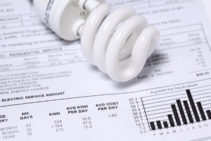 light bulb on top of an energy bill